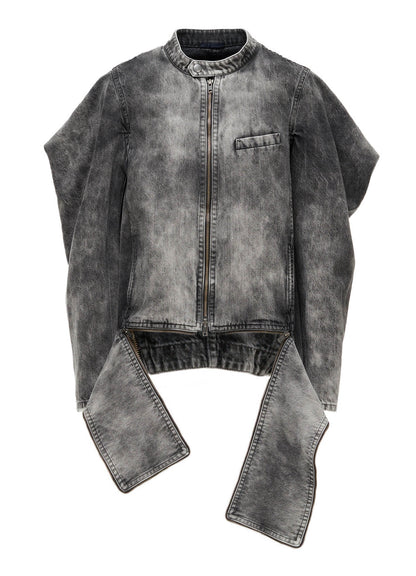 MIST BLEACHED DENIM STAND COLLAR BLOUSON
