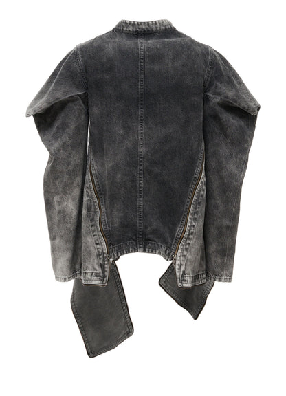 MIST BLEACHED DENIM STAND COLLAR BLOUSON