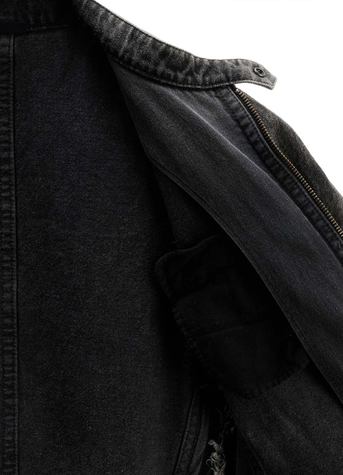 MIST BLEACHED DENIM STAND COLLAR BLOUSON
