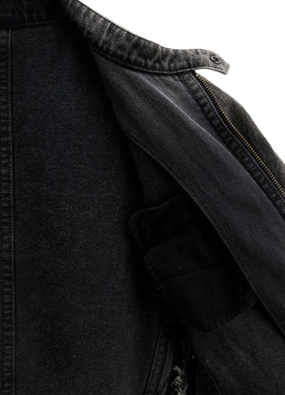MIST BLEACHED DENIM STAND COLLAR BLOUSON