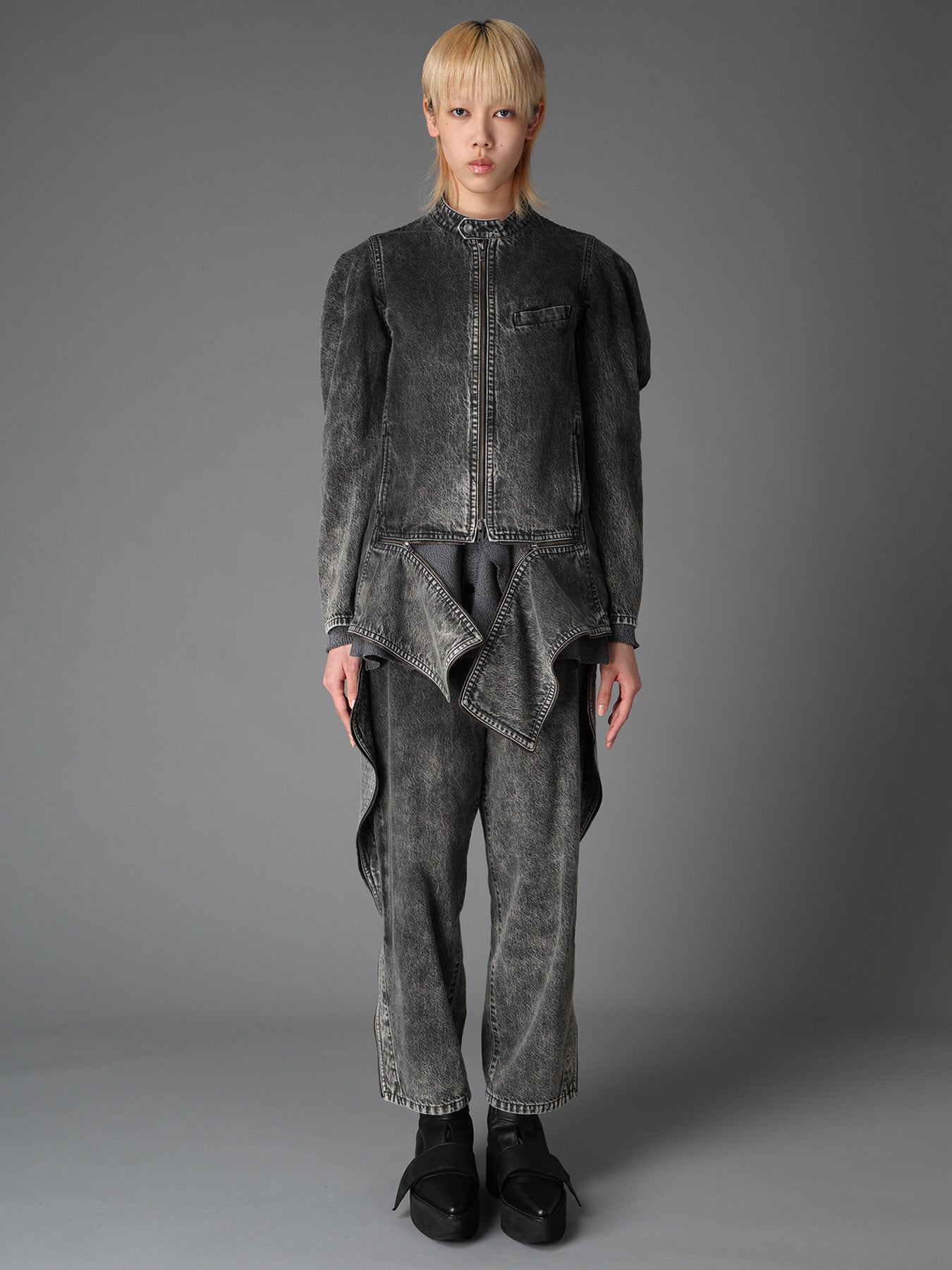 MIST BLEACHED DENIM STAND COLLAR BLOUSON – THE SHOP YOHJI YAMAMOTO