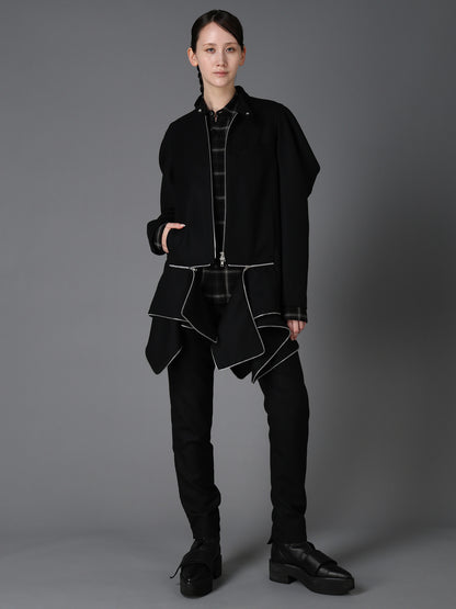 W/ SERGE  STAND COLLAR BLOUSON
