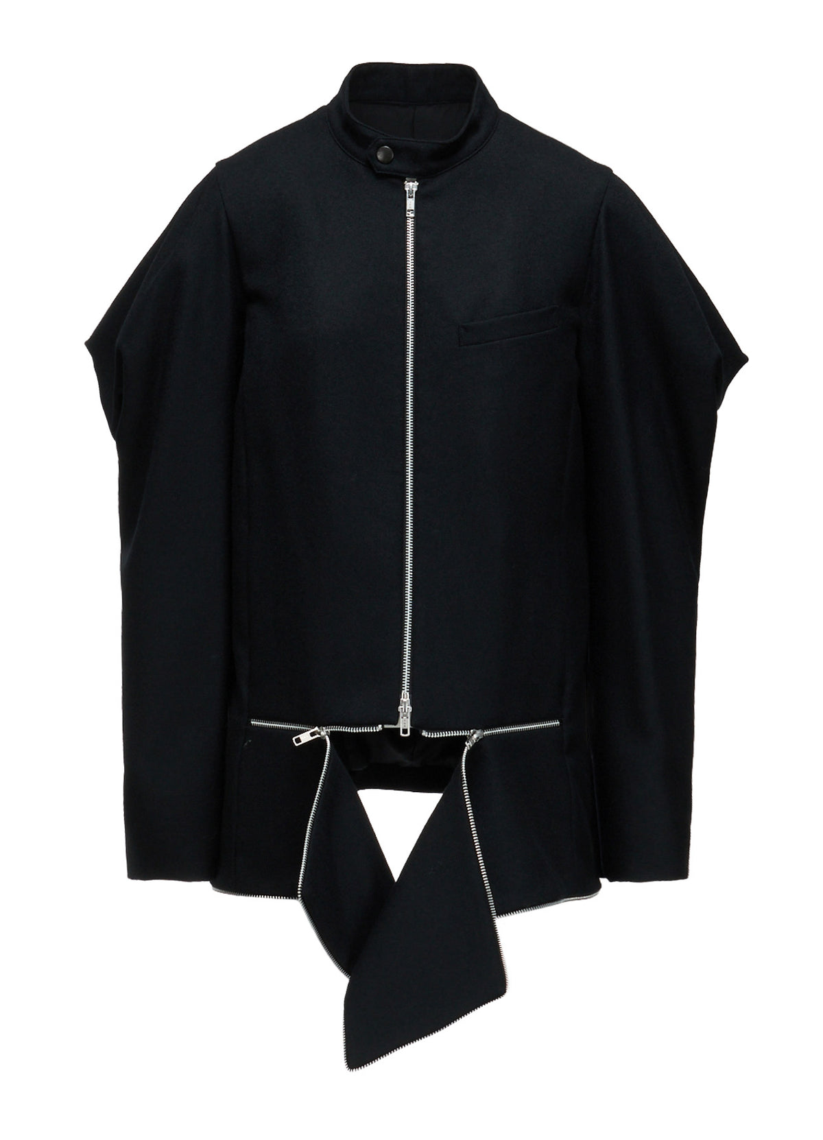 W/ SERGE  STAND COLLAR BLOUSON