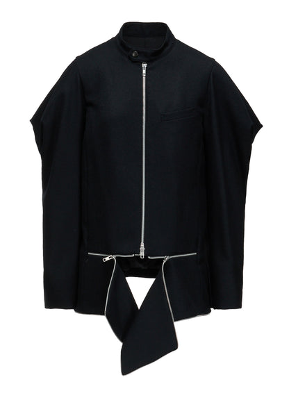 W/ SERGE  STAND COLLAR BLOUSON