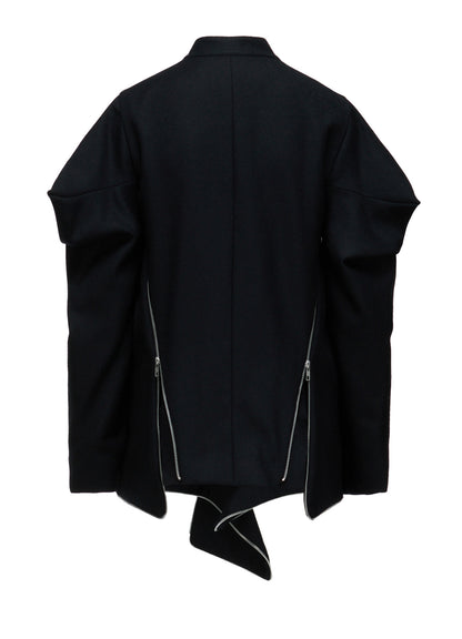 W/ SERGE  STAND COLLAR BLOUSON