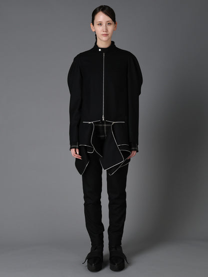 W/ SERGE  STAND COLLAR BLOUSON