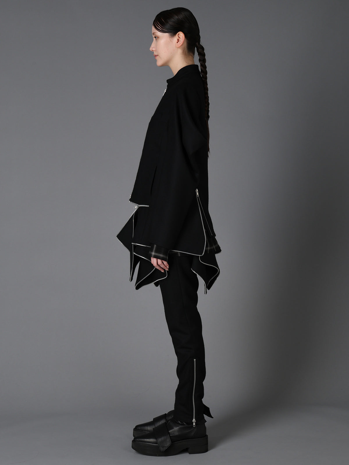W/ SERGE  STAND COLLAR BLOUSON