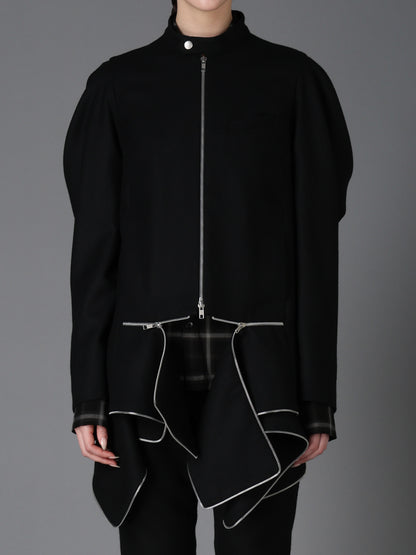 W/ SERGE  STAND COLLAR BLOUSON