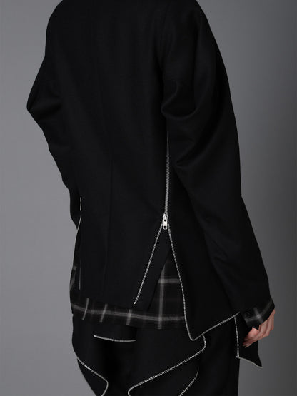 W/ SERGE  STAND COLLAR BLOUSON