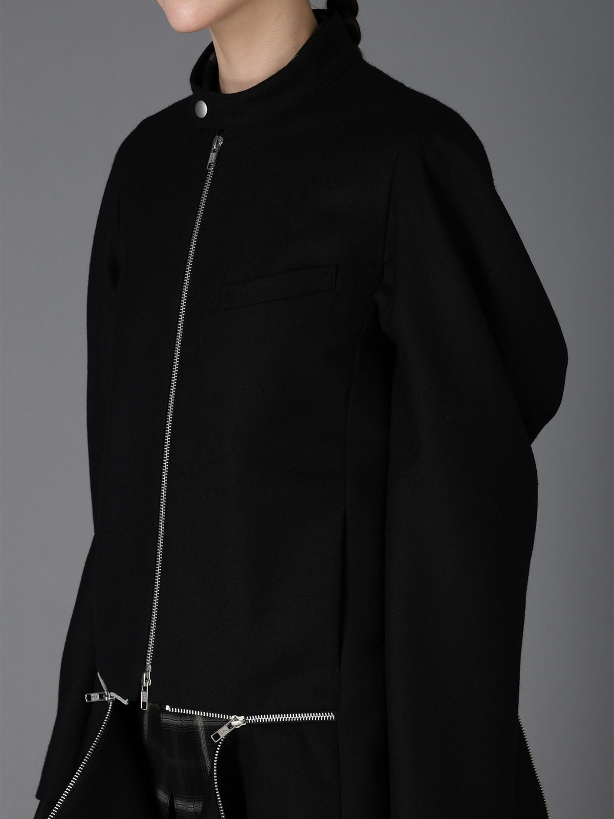 W/ SERGE  STAND COLLAR BLOUSON