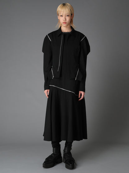WOOL GABARDINE  ZIP PANEL BLOUSON