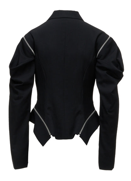 WOOL GABARDINE  ZIP PANEL BLOUSON
