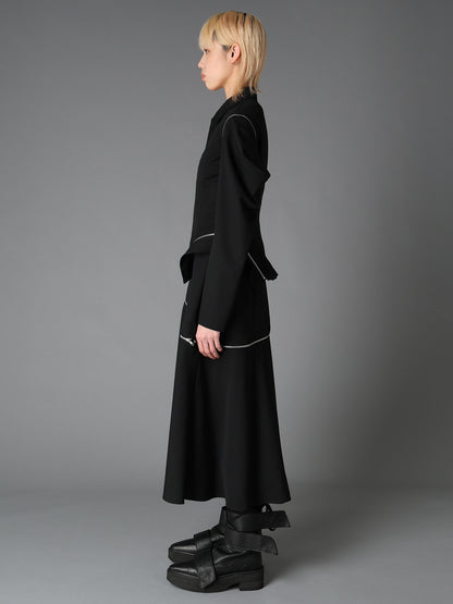 WOOL GABARDINE  ZIP PANEL BLOUSON