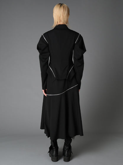 WOOL GABARDINE  ZIP PANEL BLOUSON