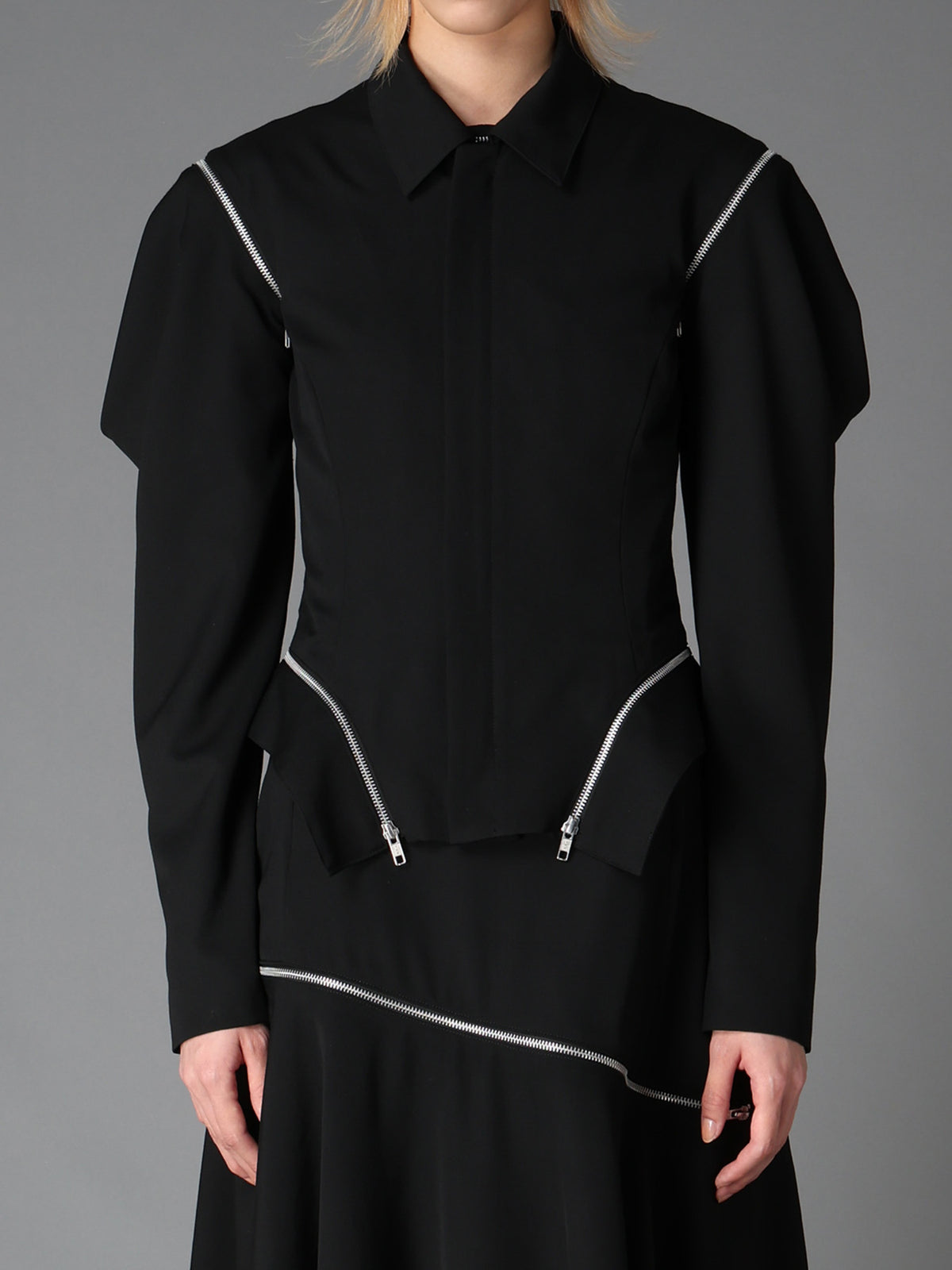 WOOL GABARDINE  ZIP PANEL BLOUSON