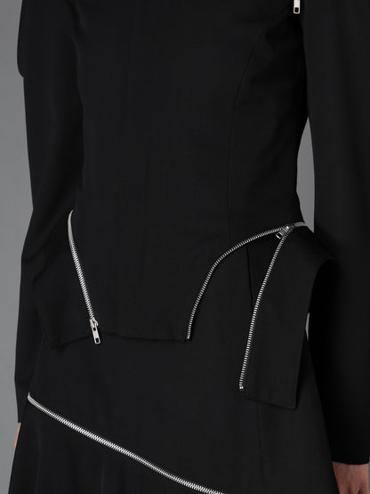 WOOL GABARDINE  ZIP PANEL BLOUSON