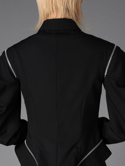 WOOL GABARDINE  ZIP PANEL BLOUSON