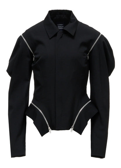 WOOL GABARDINE  ZIP PANEL BLOUSON