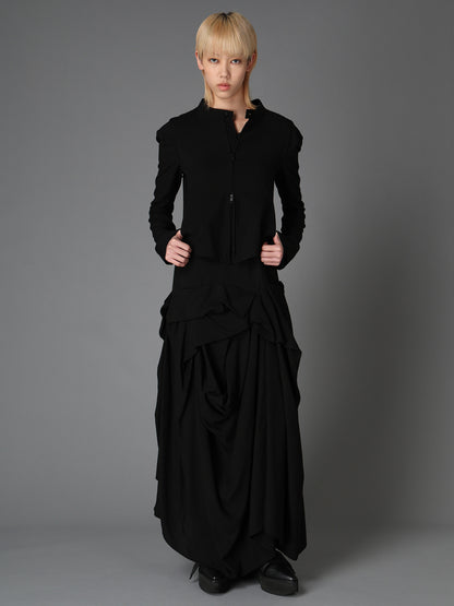 HIGH TWIST GABARDINE GUSSETED STAND COLLAR BLOUSON