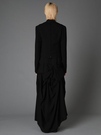 HIGH TWIST GABARDINE GUSSETED STAND COLLAR BLOUSON