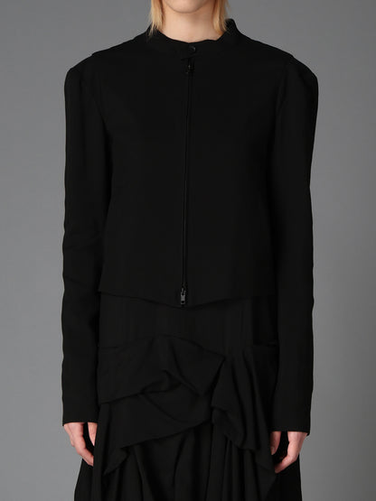 HIGH TWIST GABARDINE GUSSETED STAND COLLAR BLOUSON