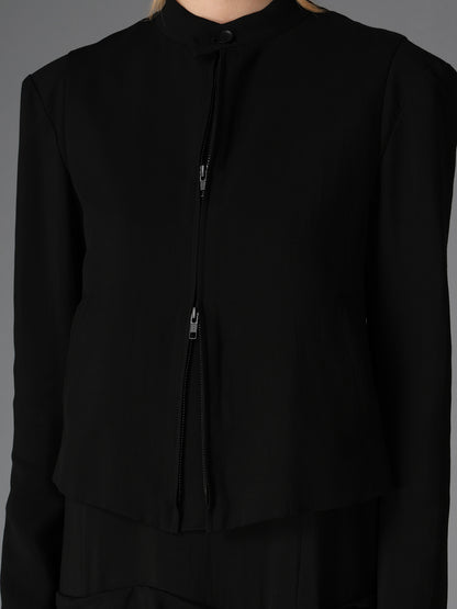HIGH TWIST GABARDINE GUSSETED STAND COLLAR BLOUSON