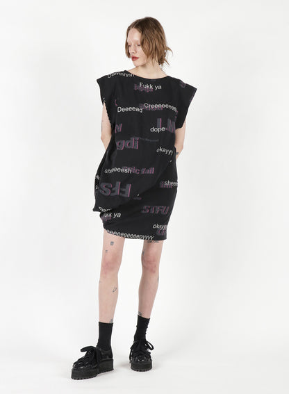 Net Slang Print B Cross Side Dress