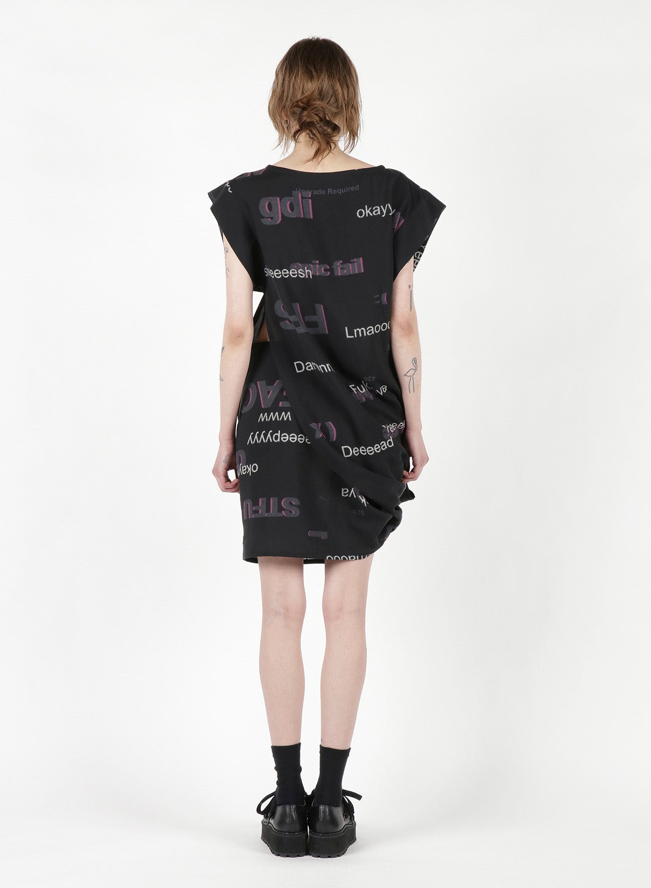 Net Slang Print B Cross Side Dress