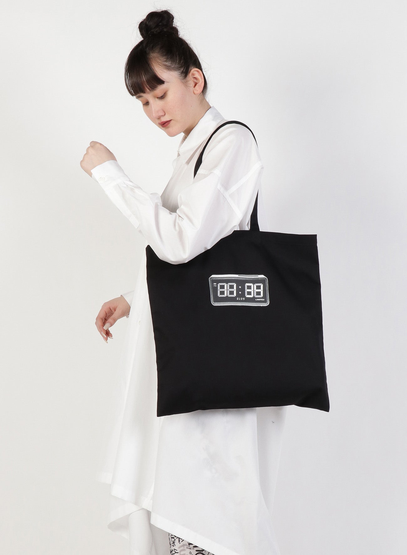 Clock Print Cotton Tote Bag