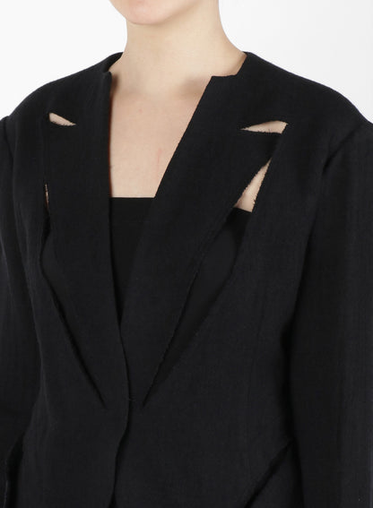 Wool Gauze Collar Cutting Jacket