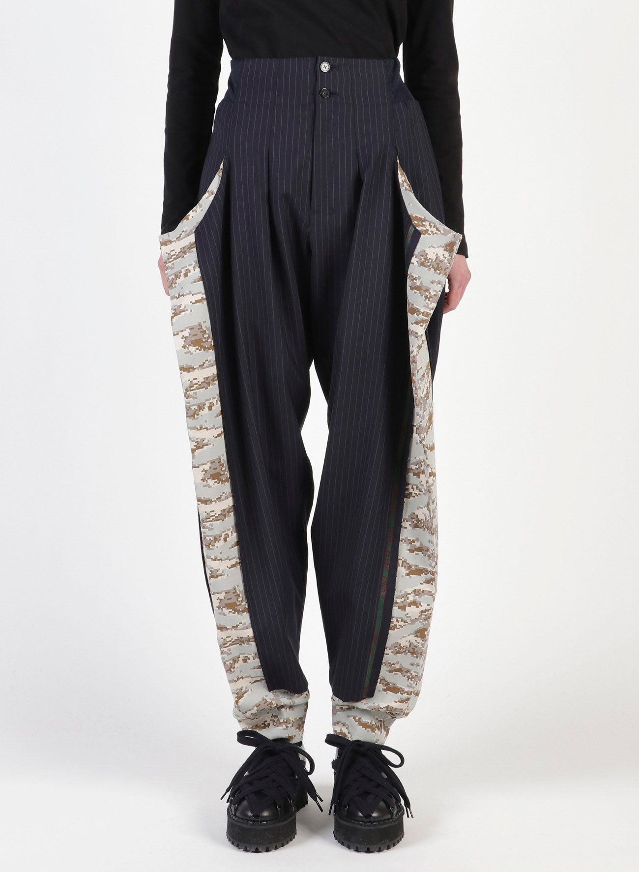 W/Pe Stripe Panel Design Pants