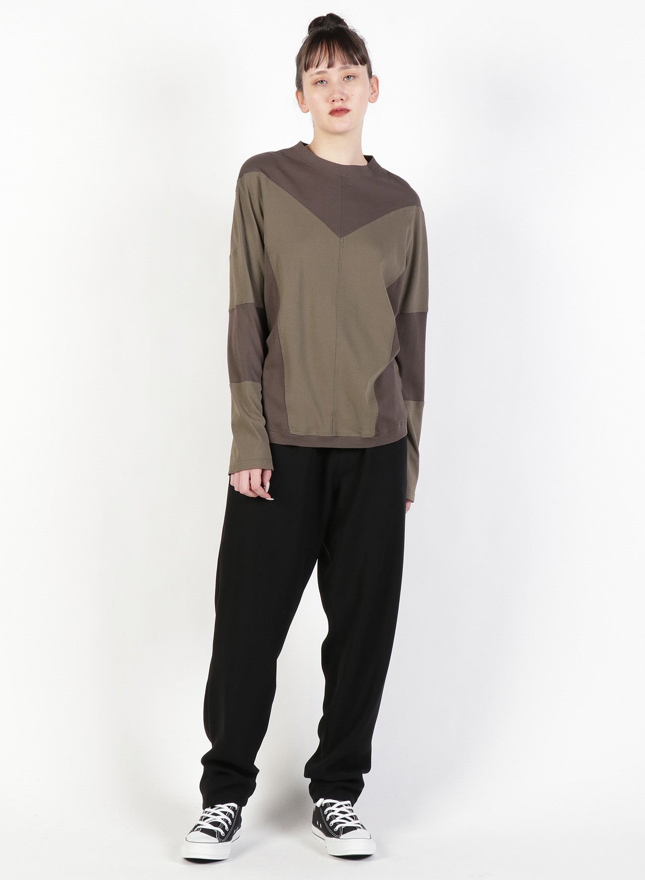 Cotton Felt Combination Panel T-Shirt