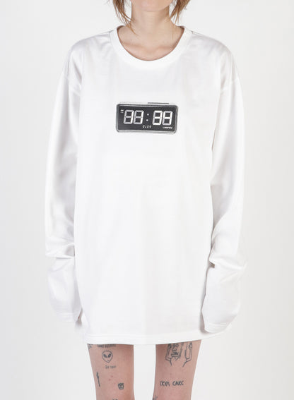 Clock Print Oversized Long T-Shirt