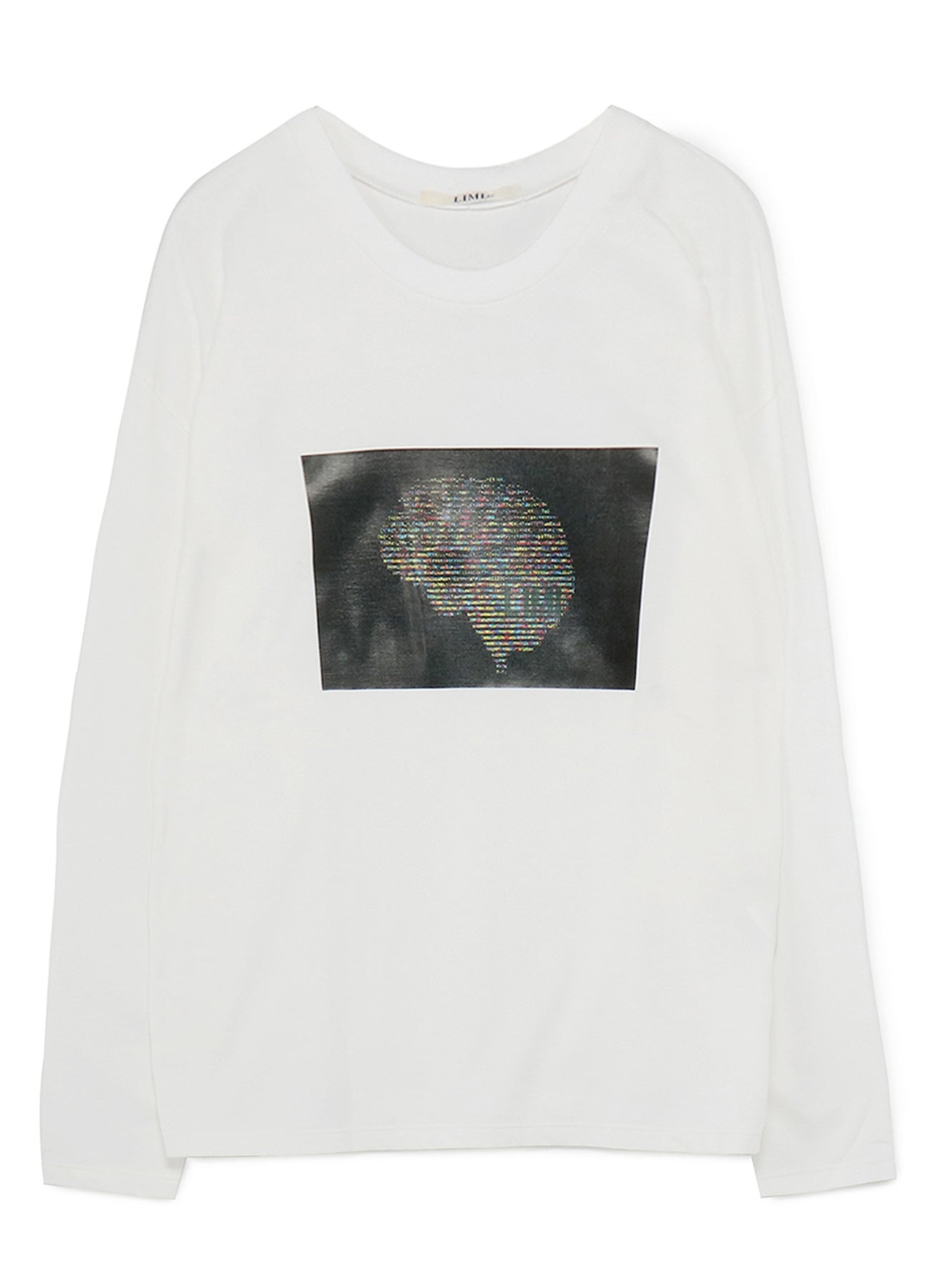 Ascii Brain Print Oversized Long T-Shirt