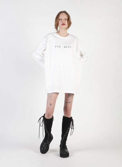 THE SHITS Embroidery Oversized Long T-Shirt