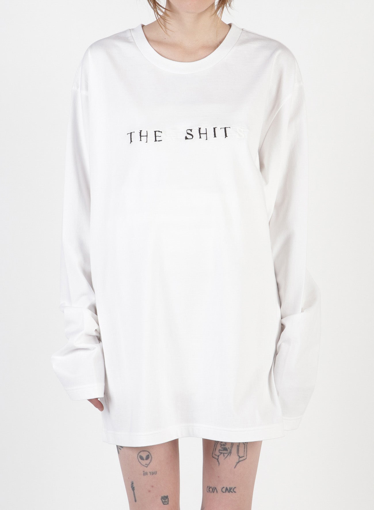 THE SHITS Embroidery Oversized Long T-Shirt