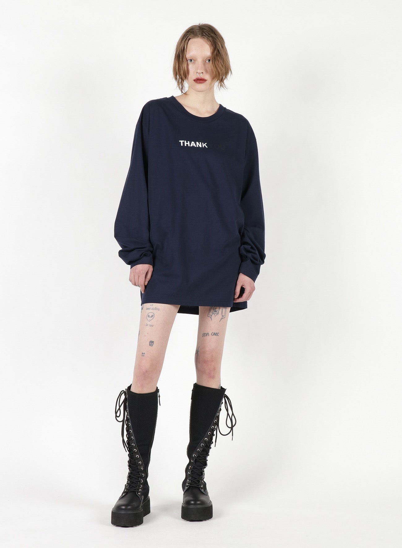 Fu*k You Print Oversized Long T-Shirt