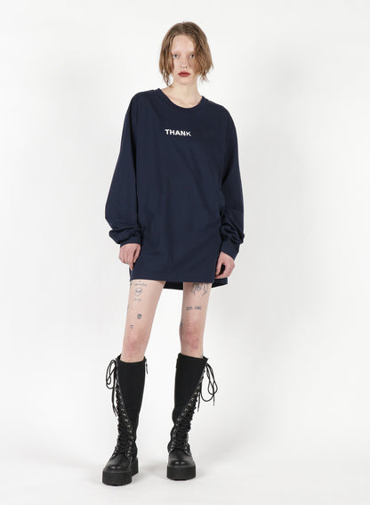 Fu*k You Print Oversized Long T-Shirt