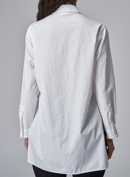 COTTON BROADCLOTH SHIRT WITH ROUND FRONT HEM