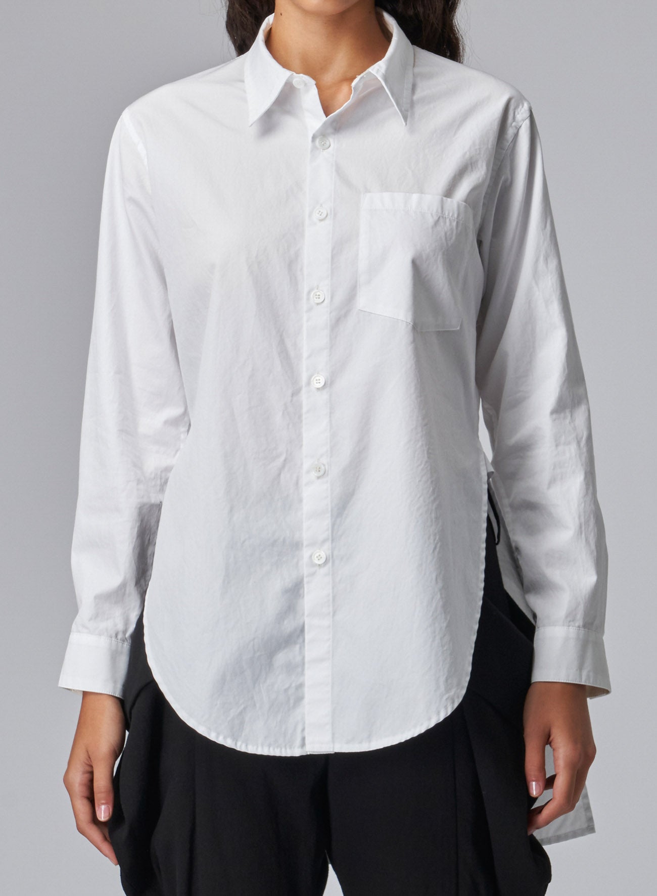 COTTON BROADCLOTH SHIRT WITH ROUND FRONT HEM