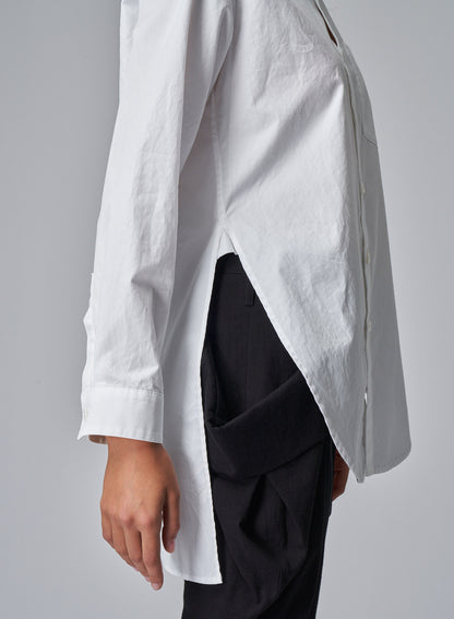 COTTON BROADCLOTH SHIRT WITH ROUND FRONT HEM