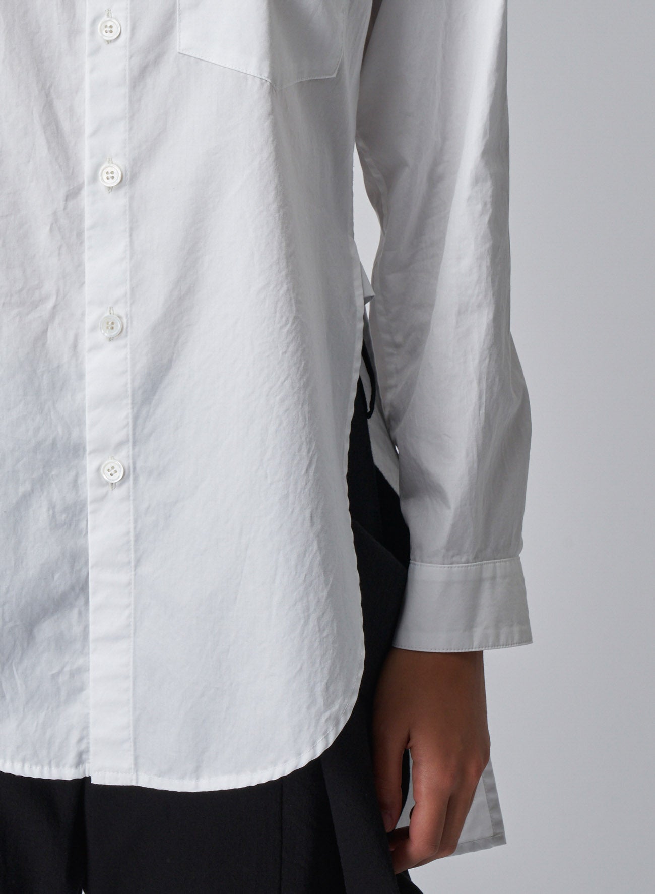 COTTON BROADCLOTH SHIRT WITH ROUND FRONT HEM