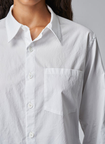 COTTON BROADCLOTH SHIRT WITH ROUND FRONT HEM