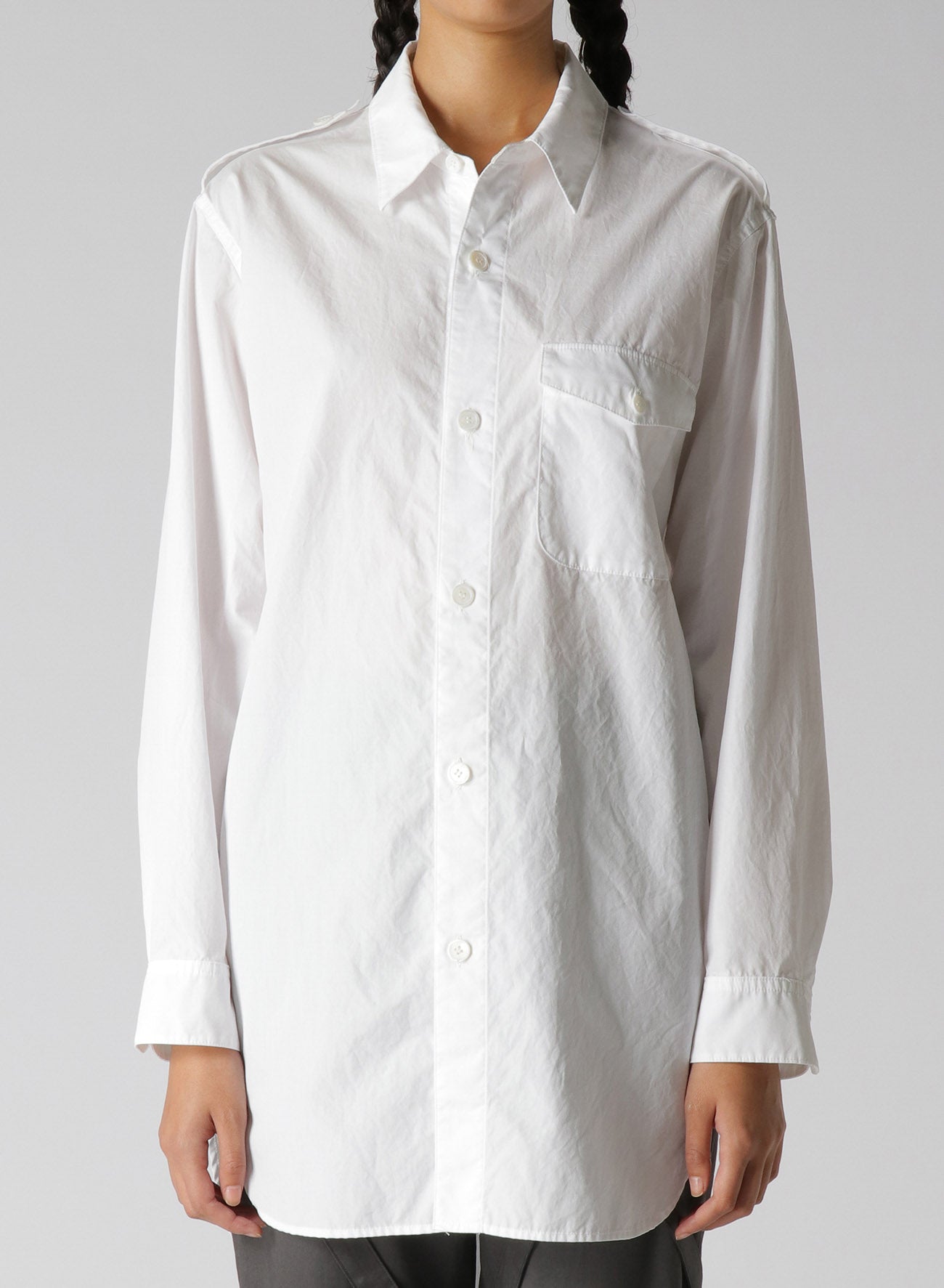 COTTON BROADCLOTH SHIRT WITH EPAULETTES