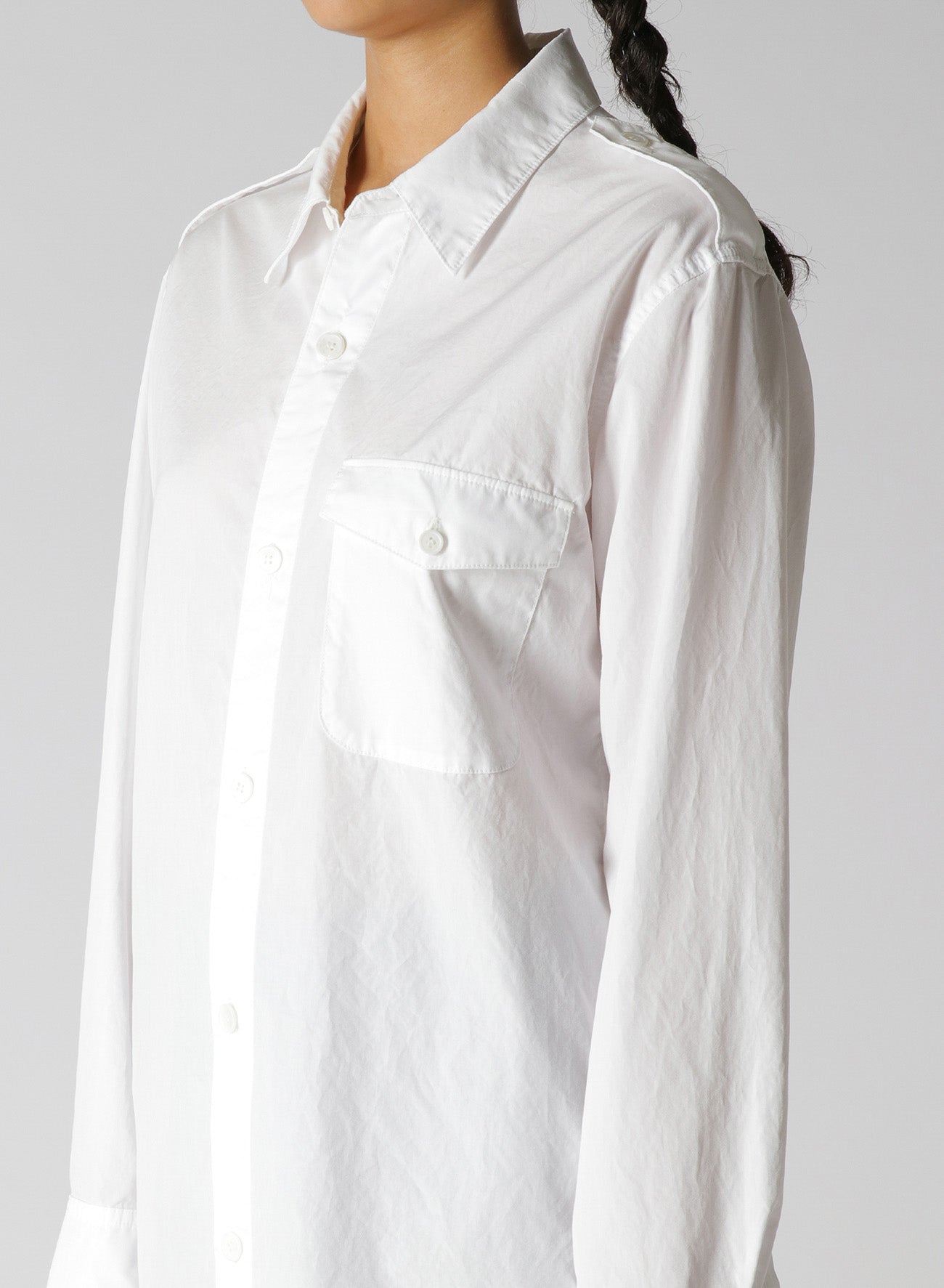 COTTON BROADCLOTH SHIRT WITH EPAULETTES