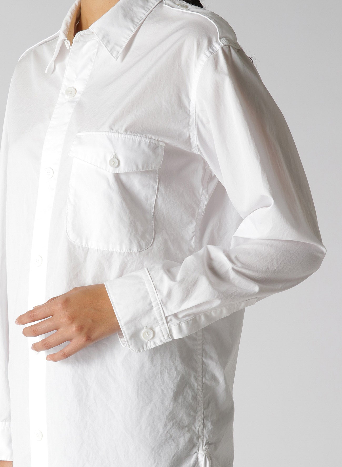 COTTON BROADCLOTH SHIRT WITH EPAULETTES