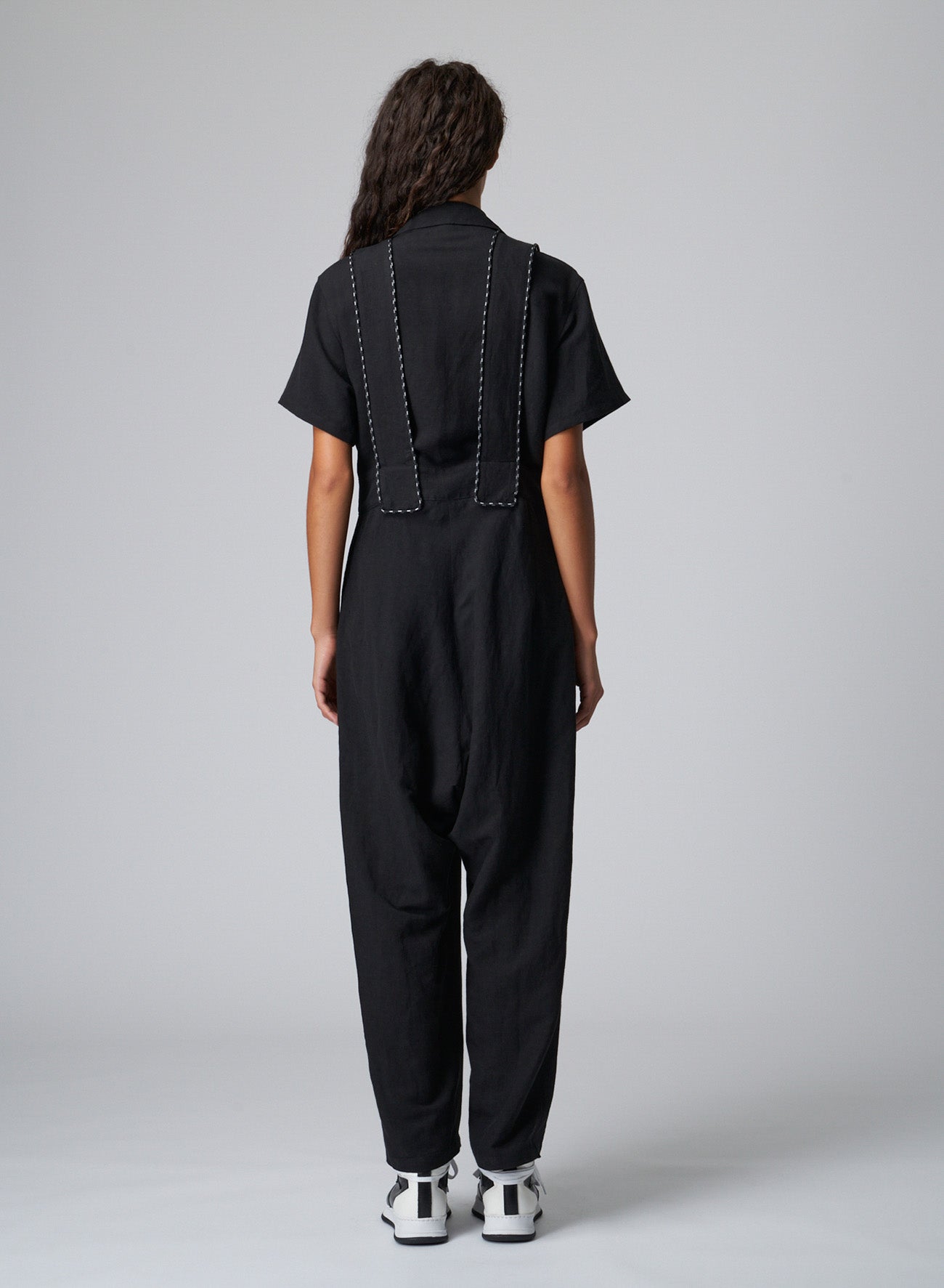 LINEN RAYON CANVAS JUMPSUIT