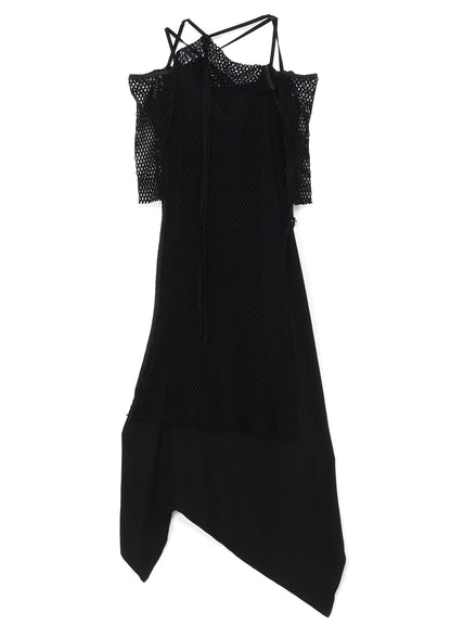 LYOCEL/CUPRO GABARDINE CAMISOLE STRAP DRESS WITH NET DETAIL