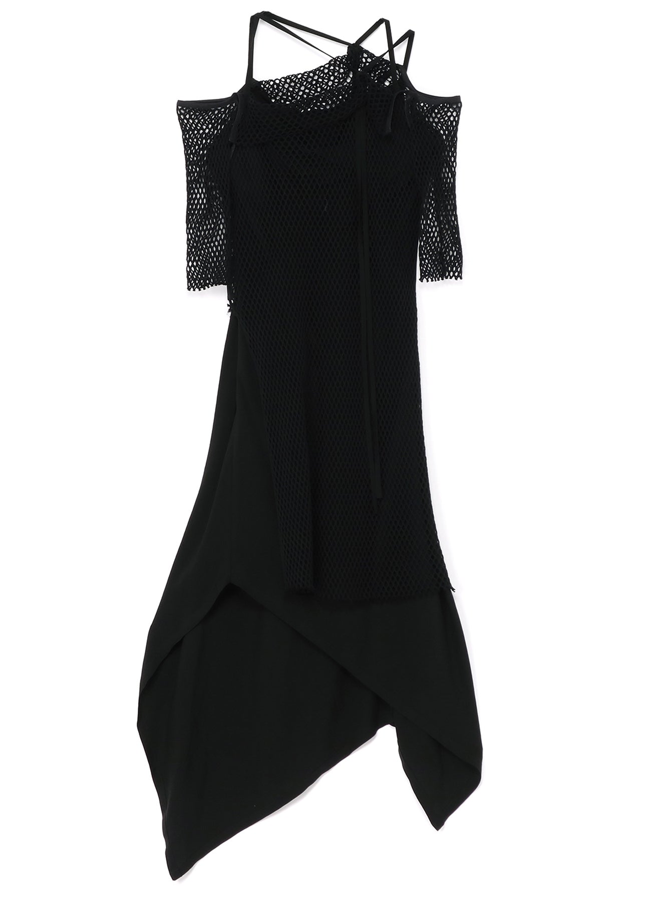 LYOCEL/CUPRO GABARDINE CAMISOLE STRAP DRESS WITH NET DETAIL