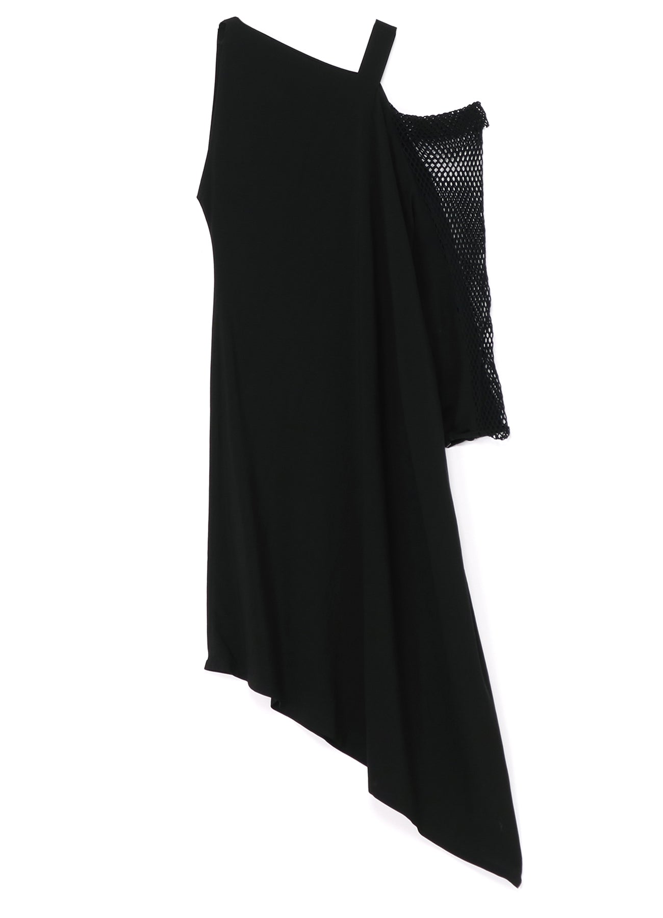 LYOCEL/CUPRO GABARDINE ASYMMETRIC DRESS WITH NET SLEEVE